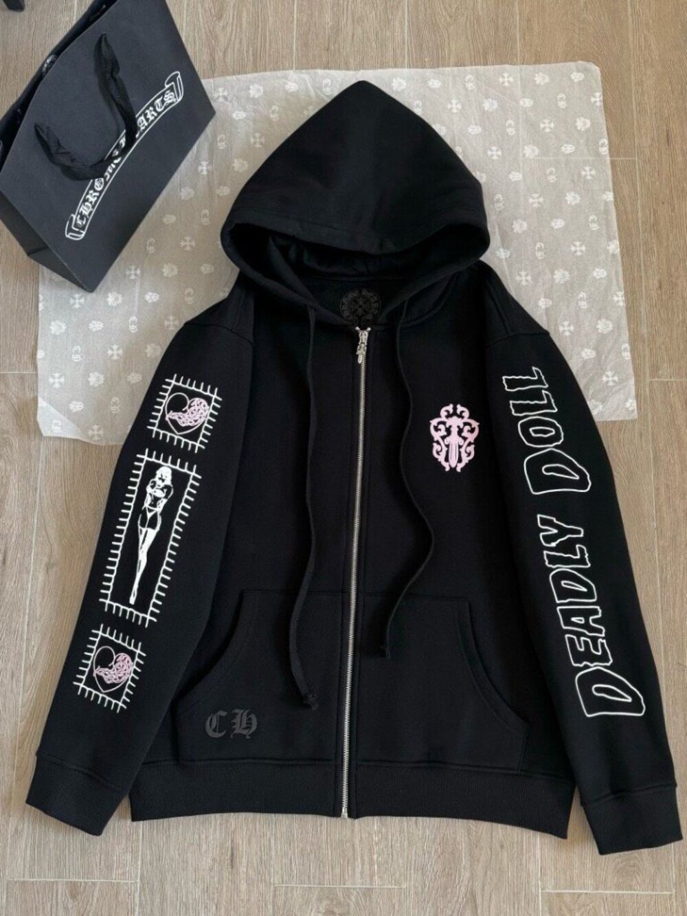 Chrome Hearts x Deadly Doll Graphic Zip-Up Hoodie